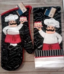Buon Appetito Baker Decorative Kitchen Oven Mitt Towel Set. Fixed Price $5.94.