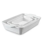Dowan Ceramic Baking Dishes, Set Of 3 15.6"/12.2"/8.9", White. Fixed Price $69.99.
