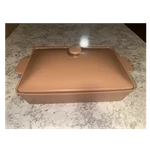 Figmint 2 Qt Rectangular Brown Stoneware Baking Dish W/ Lid, Oven Safe. Fixed Price $25.99.