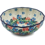 Polish Pottery Scalloped Fluted Bowl 5" Ceramika Artystyczna Summer Wreath. Fixed Price $30.99.