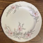 Crown Potteries Co 1151- 7 Dessert Plate Usa Gold Rim Wild Rose Floral. Fixed Price $7.99.