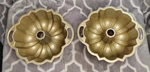 Lot Of 2 Nordic Ware 6 Cup Gold Orig Bundt Pan Cake Cast Aluminum Mold 8"ACROSS. Fixed Price $19.00.