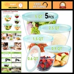 5 Pack Glass Mixing Bowls With Lids - Thick Nesting Kitchen Set, Safe For. Fixed Price $41.99.