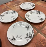 Michael Aram Black Orchid Porcelain SET/4 Tidbit Plates 7"D, New. Fixed Price $49.95.