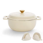 Dutch Oven With Lid Heavy-duty Enameled Cast Iron Pot Silicone Gloves New. Fixed Price $38.99.