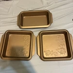 2 Gibson Home Country Kitchen 8-INCH Square Baking Pans Embossed Floral Design. Fixed Price $12.00.