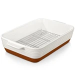 Malacasa Baking Dish With Rack, 4.8 Qt Ceramic Roasting Pan Stainless St.... Fixed Price $62.22.