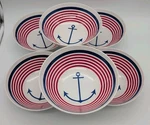 6 Melamine Anchor Cereal Bowls Red White Blue Nautical. Fixed Price $22.00.