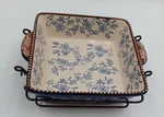 Temp-tations Floral Lace 8X8 Casserole Set Ceramic Ovenware Cobal Blue Bakeware. Fixed Price $25.56.