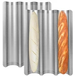 Barlket Baguette Bread Pan Set Of 2, Silver Tray Perforated, Nonstic.... Fixed Price $41.47.