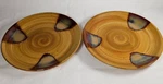 2 Sango Splash 4951 Bread Plates Stoneware Brown Swirl Drippy Glaze 8 1/4". Fixed Price $11.75.