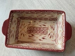 Temptations By Tara Old World Cream Red 1.5 Qt Loaf Pan Baking Dish Oven Safe. Fixed Price $22.00.