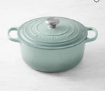 Cast Iron Round Signature Dutch Oven Size 5.5 Quart, In Sea Salt, By: Le Creuset. Fixed Price $295.00.