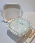Corningware Simply Lite 1.5 Qt Sq. Casserole 2 Lids, Carrier, Browning Dish MW85. Fixed Price $59.99.