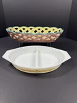 Temptations Ovenware Old World 14" Springfetti Ceramic Bread Basket Lot. Fixed Price $54.99.