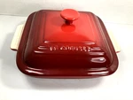 Creuset Square 3 Qt Casserole Dish W/ Ceramic Lid Cerise-cherry-discontinued. Fixed Price $96.85.