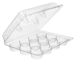 Pack Of 100 12-CUP Compartment Clear Plastic Standard Cupcake Container SLP212. Fixed Price $14.99.