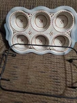 Temptations Tara Old World Gray 6 Cup Bake To Table Muffin Pan With Wire Rack. Fixed Price $28.79.