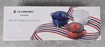 3 Le Creuset Cerise White Blue French American Patriotic Cocottes Ramekins. Fixed Price $88.95.