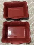 Set Of 2 Bico Beaded Bakeware Brick Red Stoneware Baking Dish 10 X 8 Scalloped. Fixed Price $18.00.