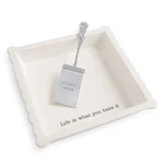 Mud Pie Brownie Baker Set, White 3.35H X 13.4L 13.1W,. Fixed Price $59.71.