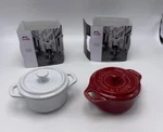 Staub Ceramics Dutch Oven Mini Round Cocotte 10CM /4 0.2L White & Red. Fixed Price $37.55.
