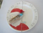 Mud Pie Ho Santa Plate Wood Tongs No Box 10 3/4" Nwt. Fixed Price $19.97.