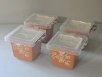 Temptations Orange Floral Lace 10 Oz Ramekins Square With Lids Set Of 4 Htf Rare. Fixed Price $34.95.