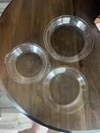 Set Of 3 Vintage Pyrex Glass Pie Plates #209 #207, #208 Clear Bakeware. Fixed Price $30.00.