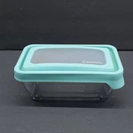 Anchor Hocking 4.75 C/1.2 Qt Rectangle Glass Dish Blue Trueseal Lid Banana Bread. Fixed Price $11.99.