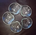 Set Of Glasbake Clear Glass 5.5" Scallop/clamshell Dishes - Oven Table 6 Oz. Fixed Price $14.95.