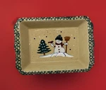 Vtg Christmas Country Snowman Tree Serve Bake Cake Casserole Dish Abc Dist 13X9. Fixed Price $19.91.