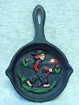 Wilton Vintage Cast Iron Metal Mini Frying Pan Wall Hanging Amish Man Fields. Fixed Price $12.00.