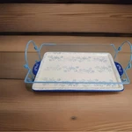 Temptations By Tara Floral Lace Stoneware Serving & Baking Tray W/wire Rack 15X9. Fixed Price $8.00.
