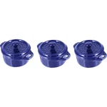 Staub Ceramic Dutch Oven 3-PIECE Mini Round Cocotte, Dark Blue. Fixed Price $104.21.