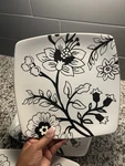 Roscher & Co. Stanford Park Square Black Floral Stoneware Dinner Plate. Fixed Price $35.00.