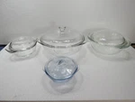 Vintage Pyrex & Fire King Casseroles 8PC 024 2QT 022 1QT Fk 12OZ 10OZ W/lids. Fixed Price $39.99.