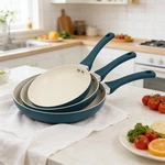 Mainstays 3-PIECE Aluminum Ceramic Nonstick Frying Pan Set (kitchen Cookware). Fixed Price $24.28.