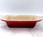 Le Creuset Bread Meatloaf Pan Stoneware Baking Charise Red Marked 10.05. Fixed Price $28.00.