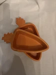 Set Of 2 Chantal Carrot Shaped Orange Glazed Bakeware Ramekin Dish And 1 Cups. Fixed Price $39.00.