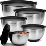 Priority Chef Premium 5-PC Black Ss Mixing Bowls W/airtight Lids & Non-slip Base. Fixed Price $79.44.