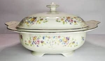 Vintage Thomas Rosenthal Germany Floral Covered Vegetable Dish 14" Gold Trim. Fixed Price $65.00.