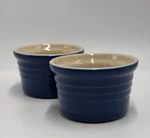 2 Creuset Stackable Ramekin Marseille Blue Stoneware 4OZ Bakeware. Fixed Price $22.00.