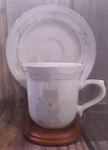 Vtg 90'S Tienshan Calico Cat Stoneware Coffee Cups Mugs Saucer Set Heart Lover. Fixed Price $18.07.
