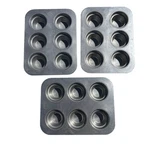 Amco 977350 Bakeware 6 Cup Crown Muffin Pans (set Of 3) 3-1/2" Commercial Use. Fixed Price $45.00.