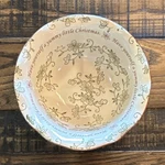 Temptations Floral Lace Green Christmas Round Serving Bowl Ovenware Earthenware. Fixed Price $19.99.
