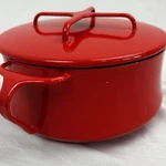 Vintage Dansk Kobenstyle 10" 6QT Round Dutch Oven Red Enameled Pot Casserole. Fixed Price $45.49.