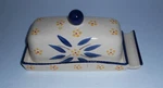 Temptations By Tara Old World Covered Butter Dish Blue Yellow Floral Hand Paint. Fixed Price $16.99.
