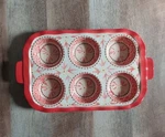 Temptations By Tara Old World Red 6 Cupcake Muffin Pan Bakeware. Fixed Price $14.99.
