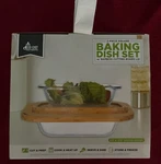 Nib Eco+chef 2 Piece Square Baking Dish Set With Bamboo Cutting Lids (4 Pcs). Fixed Price $15.99.